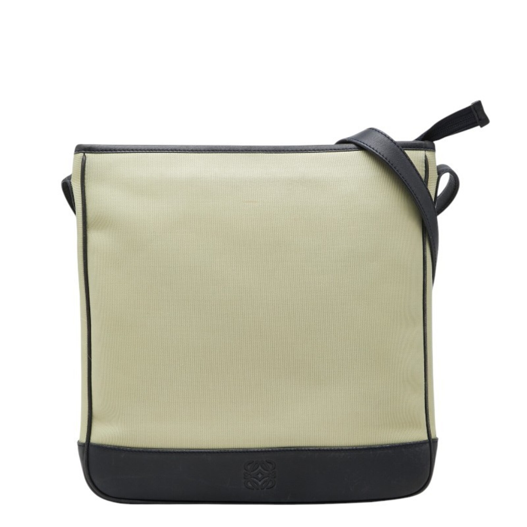Loewe Anagram Crossbody Shoulder Bag, Beige/Black Canvas Leather, Women's Loewe